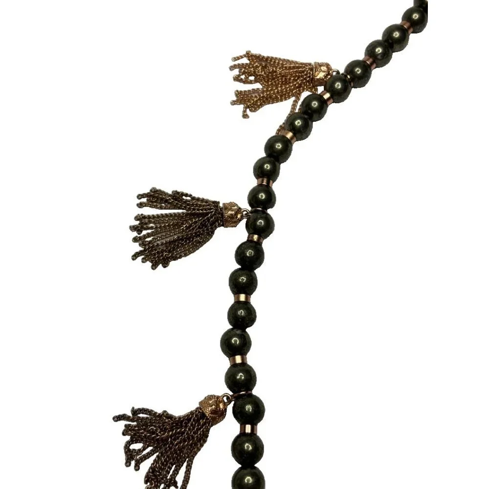 Kendra Scott Beaded Tassel Convertible Statement Necklace Green/Gold
